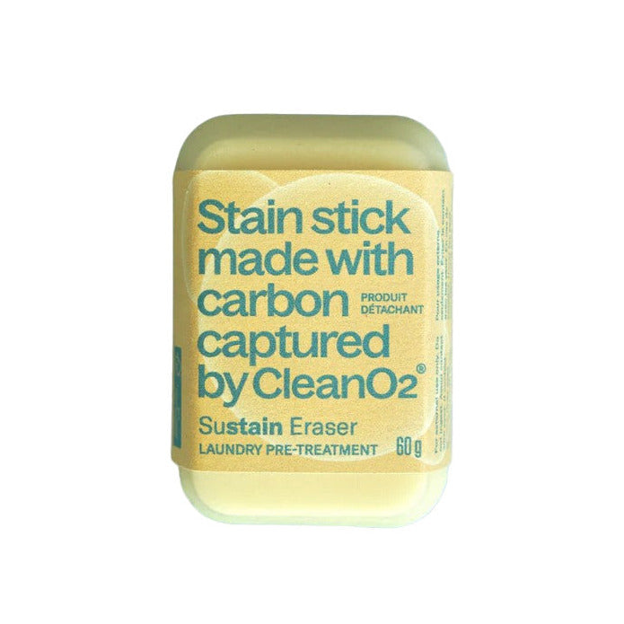 CleanO2 Sustain Eraser Laundry Stain Stick made with captured carbon – Canadian eco-friendly stain remover bar 60 g