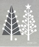 Close-up of textured Swedish dishcloths featuring festive red and white snowflake patterns, showcasing their absorbent