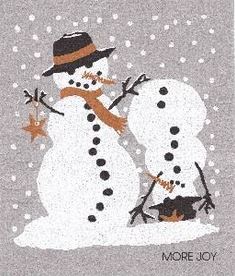 Close-up of textured Swedish dishcloths featuring vibrant winter design patterns and crisp fabric weave detail