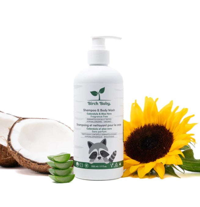 Birch Baby Shampoo and Body Wash 2-in-1 for babies and kids, gentle, fragrance-free, Canadian-made, eco-friendly formula