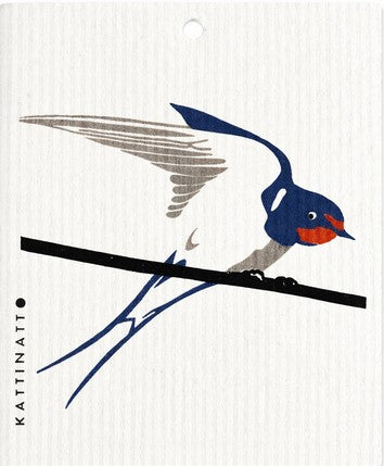 Barn swallow Kattinatt Swedish dishcloth reusable eco sponge cloth cellulose cotton bird design sustainable cleaning Canada