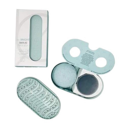 Bottle None be Bright Shampoo and Conditioner Travel Set with nourishing formula, citrus scent, lightweight texture, and