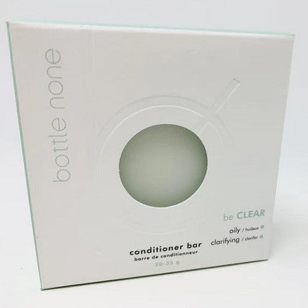Bottle None be CLEAR Oily Hair Conditioner Bar with nourishing ingredients, smooth texture, fresh scent, 50+ washes, vegan