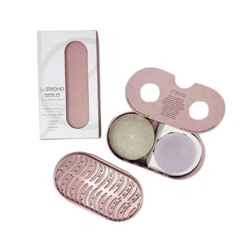 Bottle None be Strong shampoo and conditioner travel set with solid bars, citrus scent, hydrating formula, suitable for all