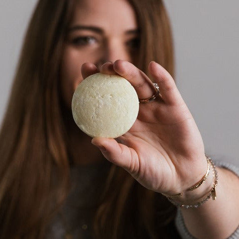 Close-up of the beveled edge detail on the be YOU All Hair Types Shampoo Bar, highlighting its smooth, rounded texture and