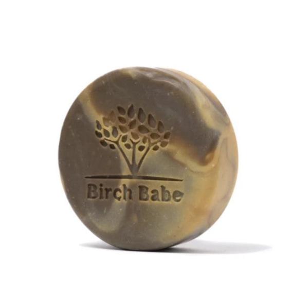 Birch Babe Botanical Body Bar Woodsy Jay with natural texture, earthy scent, and botanical ingredients for nourishing skin