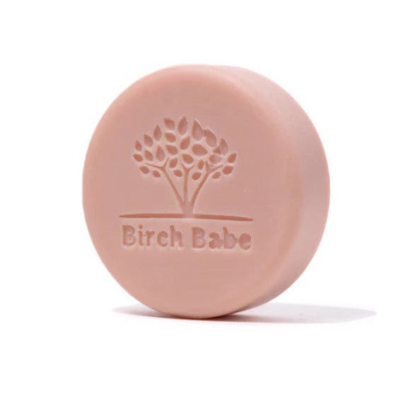 Birch Babe Chantilly shave bar with lavender and botanical ingredients, creamy white soap with textured surface, 4 oz size