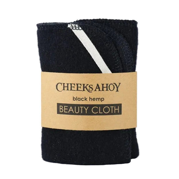 Cheeks Ahoy Black Beauty Cloth, black hemp face cleaning and makeup remover cloth with soft, textured fabric for gentle