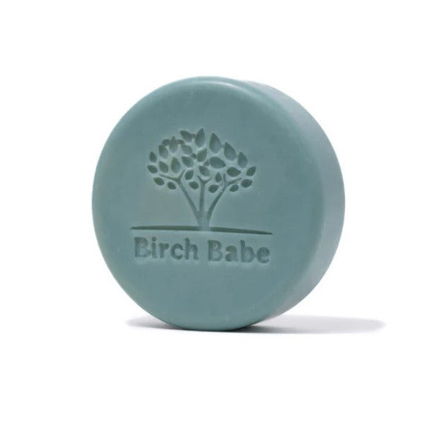 Birch Babe Dave in the City botanical shave bar with natural beige soap molded shape and textured surface, 3 oz weight.