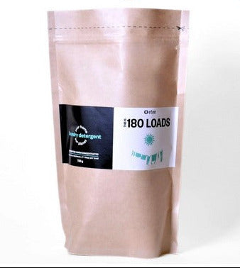 Plastic-free etee laundry detergent concentrate powder in paper bag, 180 loads, ultra-concentrated eco-friendly formula