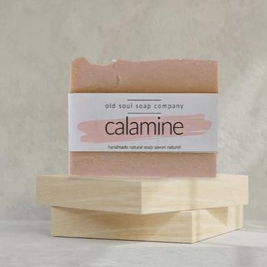 Calamine artisan vegan soap bar with natural calamine and essential oils, handcrafted by Old Soul Soap Company