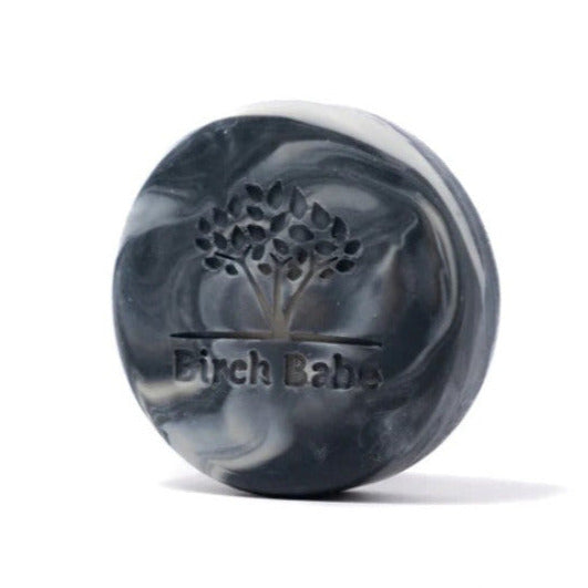 Birch Babe Botanical Body Bar with activated charcoal and lemongrass, exfoliating artisan soap for oily skin, fresh scent, 4