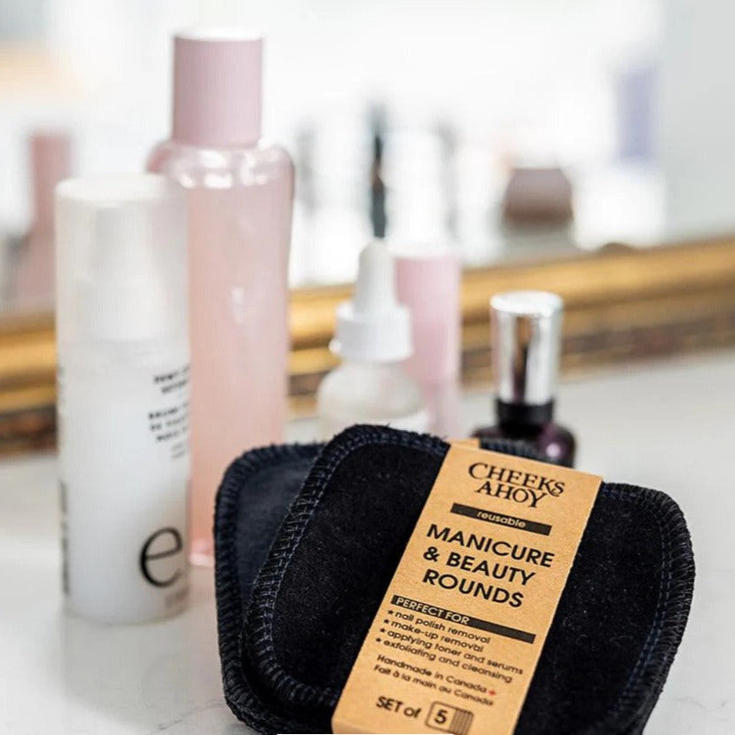 Cheeks Ahoy Facial Rounds in soft beige, gentle texture, made in Canada, suitable for all skin types, infused with soothing