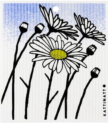 Daisies Kattinatt Swedish dishcloth reusable eco sponge cloth cellulose cotton floral design sustainable cleaning Canada