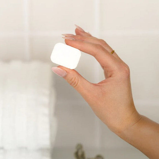 Close-up of Myni Dishwasher Detergent Tablets packaging showing the vibrant label design and compact blister pack layout.