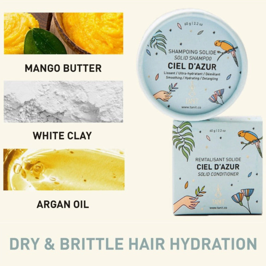 Close-up of the Ciel D'azur Shampoo Bar's textured surface highlighting moisturizing ingredients and subtle floral scent