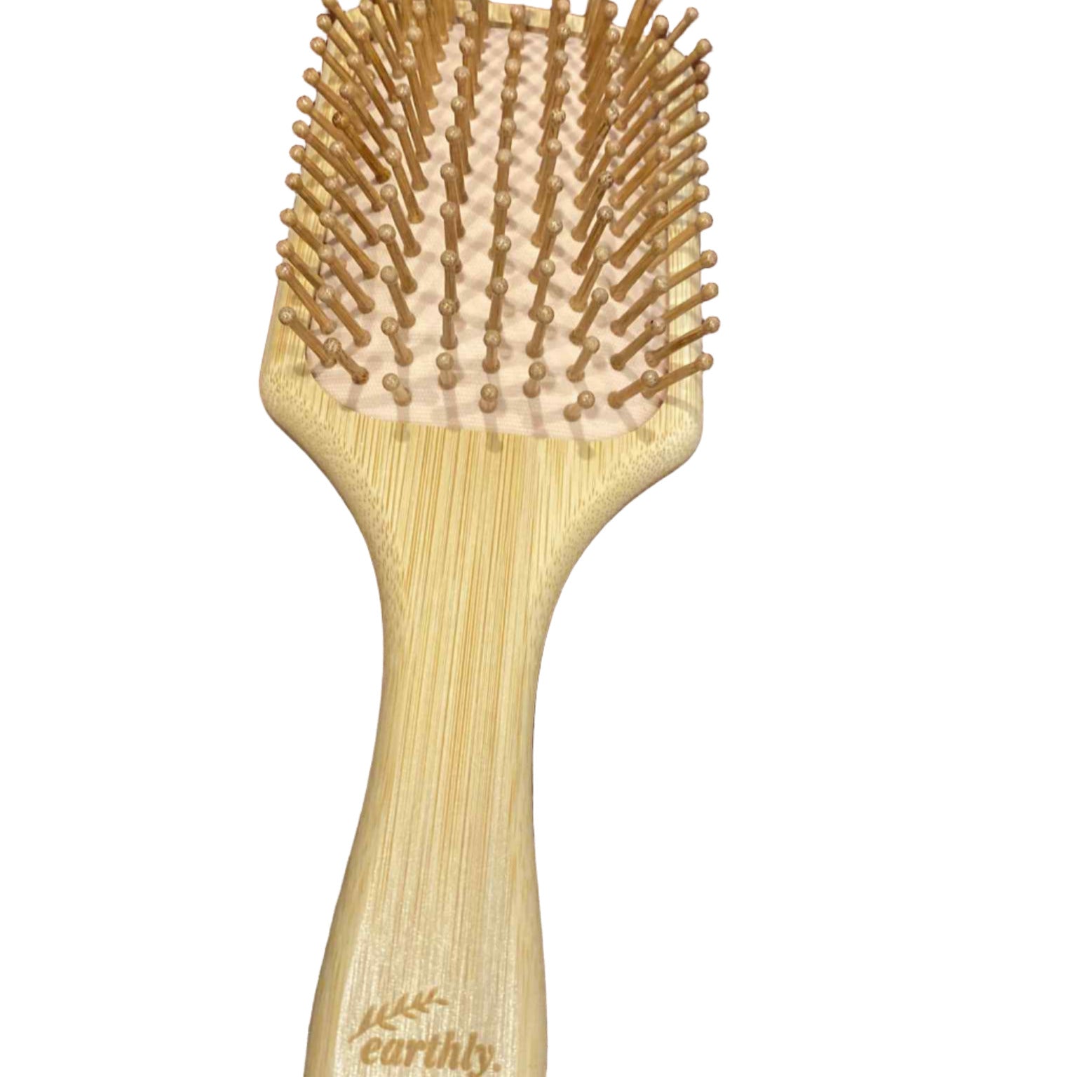 Close-up of bamboo bristles highlighting smooth texture and eco-friendly design on biodegradable hair brush handle