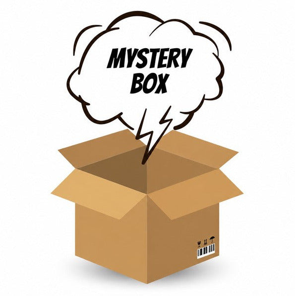 Eco Mystery Box cartoon graphic showing an open cardboard box on a white background