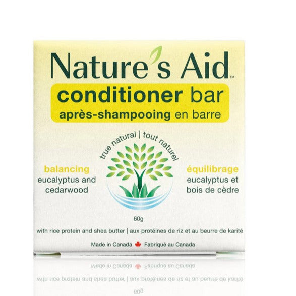Nature's Aid Conditioner Bar with eucalyptus and cedarwood, balancing formula in compact, eco-friendly solid stick for all