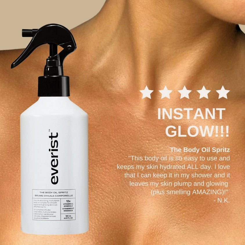 Close-up of the Everist Exfolilating Body Ritual Set’s textured, reusable white fabric pouch with gold foil logo detail