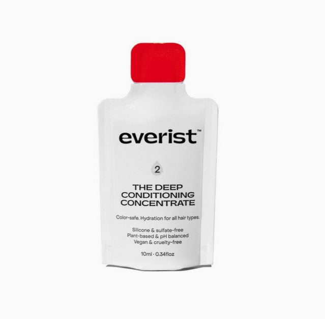 Everist deep conditioning concentrate sample with creamy texture, natural scent, Canadian-made, zero waste, nourishing hair