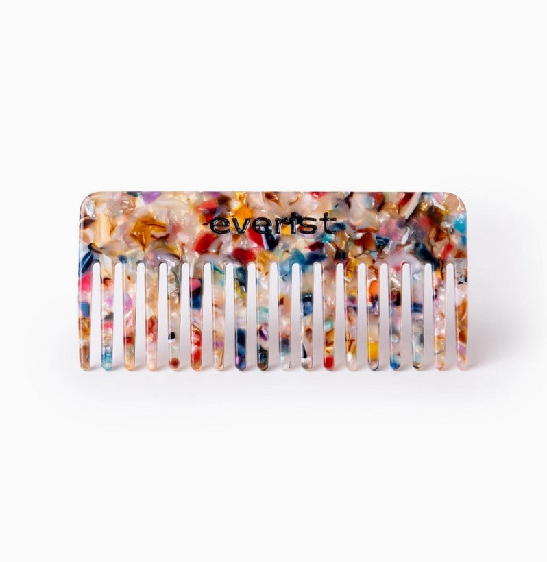 Everist Confetti Comb with colorful plastic teeth, lightweight, smooth texture, designed for gentle detangling and adding