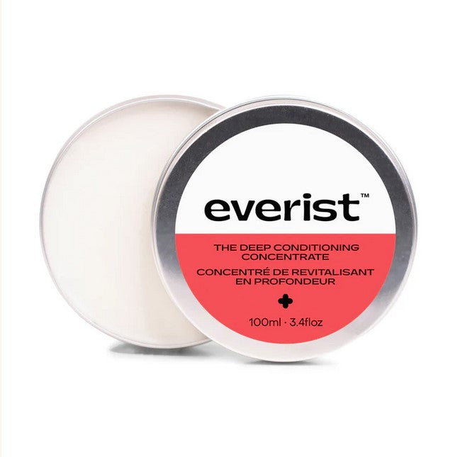 Everist deep conditioning concentrate tin with cream texture, 100ml size, featuring natural ingredients for curly hair