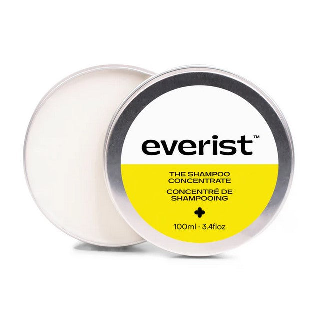 Everist shampoo concentrate tin with natural cream formula, scented with essential oils, 100g, Canadian-made hair care