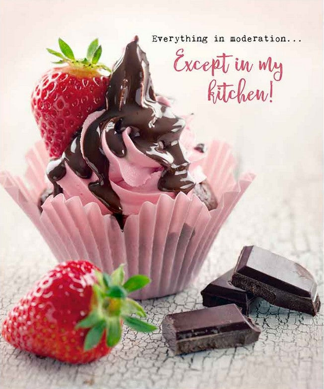 In My Kitchen More Joy Swedish biodegradable cellulose and cotton dishcloth with chocolate and strawberry design, ideal for