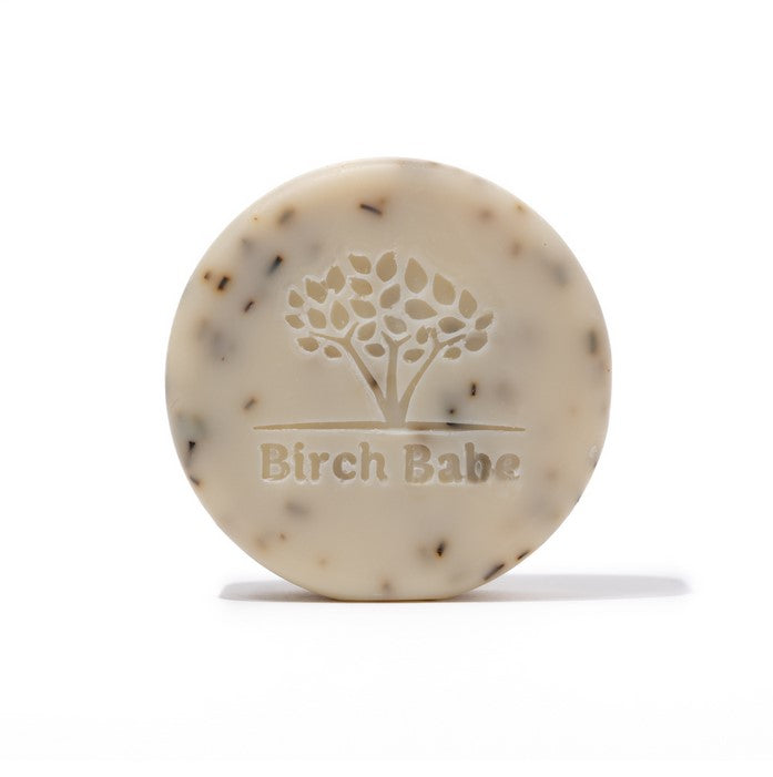 Birch Babe exfoliating body bar with spearmint and rosemary, handcrafted natural soap, 4 oz, made in Canada