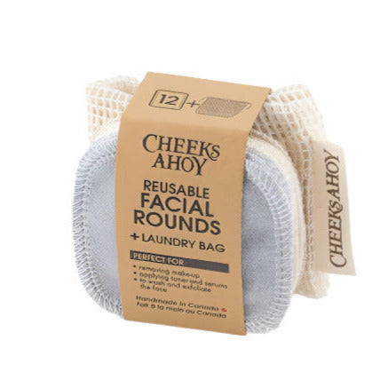 Cheeks Ahoy reusable facial rounds made of soft organic cotton in pastel pink, 3-inch diameter with plush, textured surface