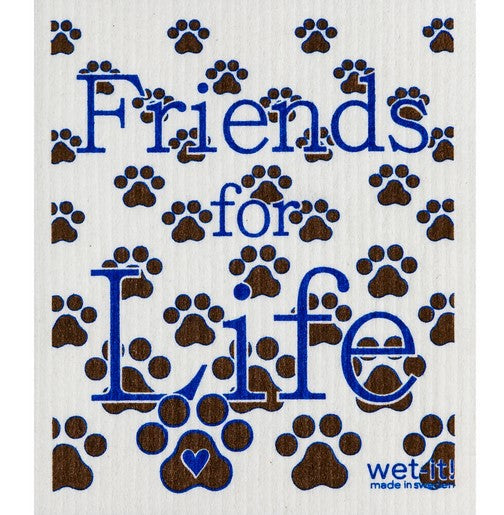 Friends for Life Wet-It Swedish dishcloth paw print design eco friendly reusable sponge cloth pet lover cleaning cloth
