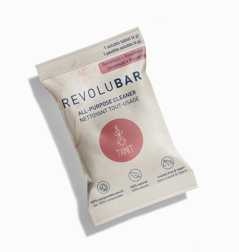 Close-up of the Revolubar tablet's textured surface and vibrant label on packaging for easy identification