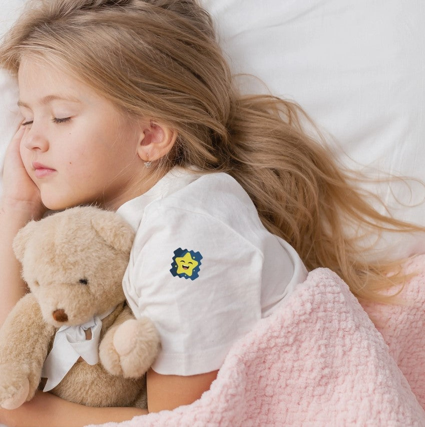 Close-up of the colorful sleep sticker design with clear, textured surface showing intricate pattern details