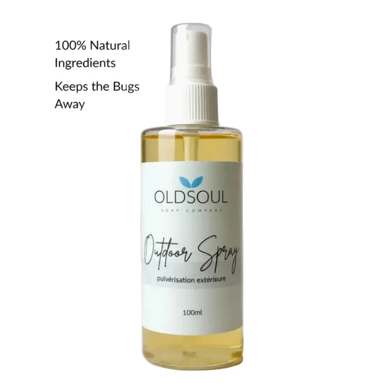 Canadian-made natural outdoor bug spray with essential oils, Happy Camper Outdoor Spray by Old Soul Soap Company
