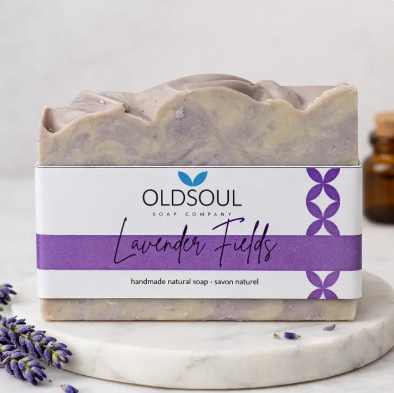 Lavender Fields artisan soap by Old Soul Soap Company handmade natural lavender soap bar in Canada