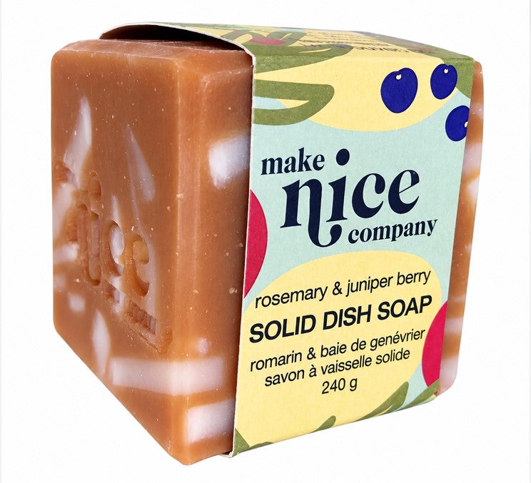 Make Nice Rosemary Juniper Berry Solid Dish Soap 240 g made in Canada