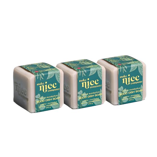 Close-up of the Mint Eucalyptus Dish Soap bottle cap's textured grip and clear labeling with subtle mint green accents