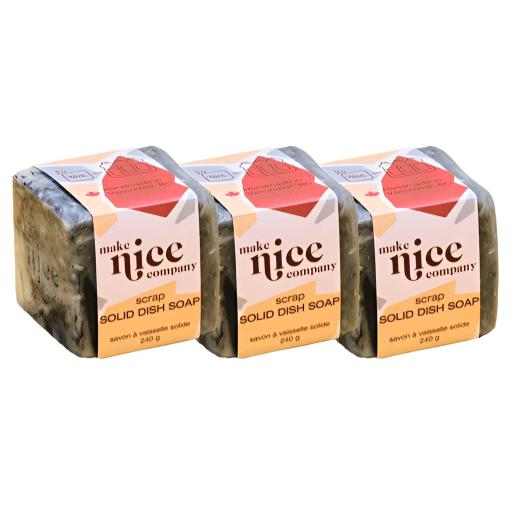 Close-up of the textured, eco-friendly soap block with visible natural fiber inclusions on the surface