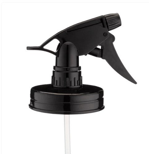 Black Jarmazing Mason Jar Sprayer Lid on regular-mouth mason jar top – reusable spray bottle attachment for natural cleaning and eco-friendly home use.
