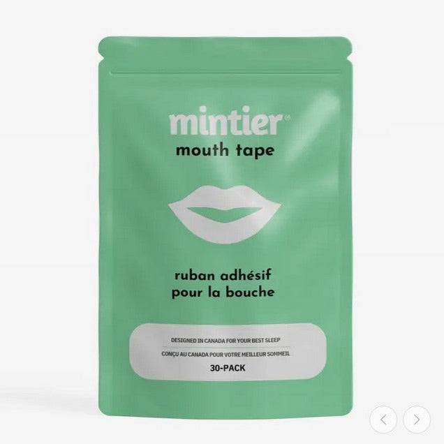 Mintier Mouth Tape in transparent adhesive strip with mint green backing and textured surface for comfortable nasal breathing