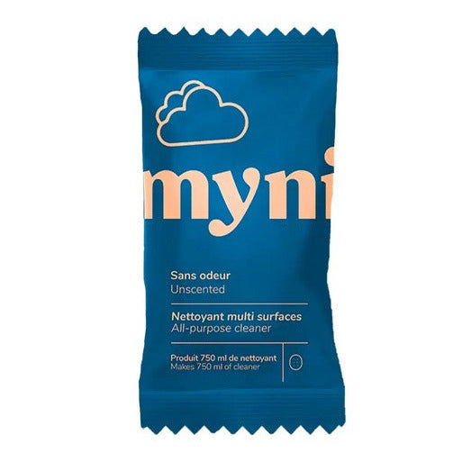 Myni All Purpose Cleaner Tablet Unscented in blue compostable packaging eco-friendly Canadian zero-waste multi-surface cleaning tablet
