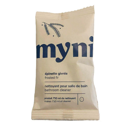 Myni Bathroom Cleaner Tablet Frosted Fir limited edition woodsy scent compostable packaging eco-friendly Canadian zero-waste cleaning tablet