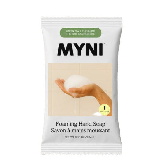 Myni Foaming Hand Soap Refill with Green Tea Cucumber scent, eco-friendly liquid soap tablets in biodegradable packaging
