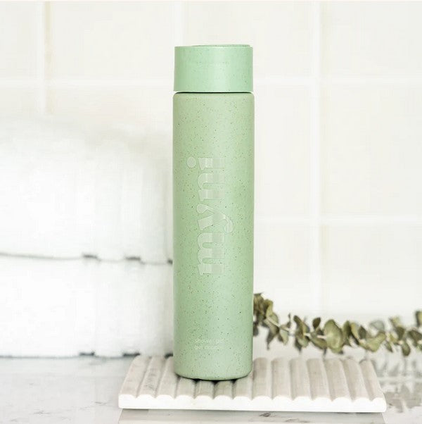 Close-up of Myni Shampoo Starter Set bottle cap showing textured grip and clear branding on a clean white background.