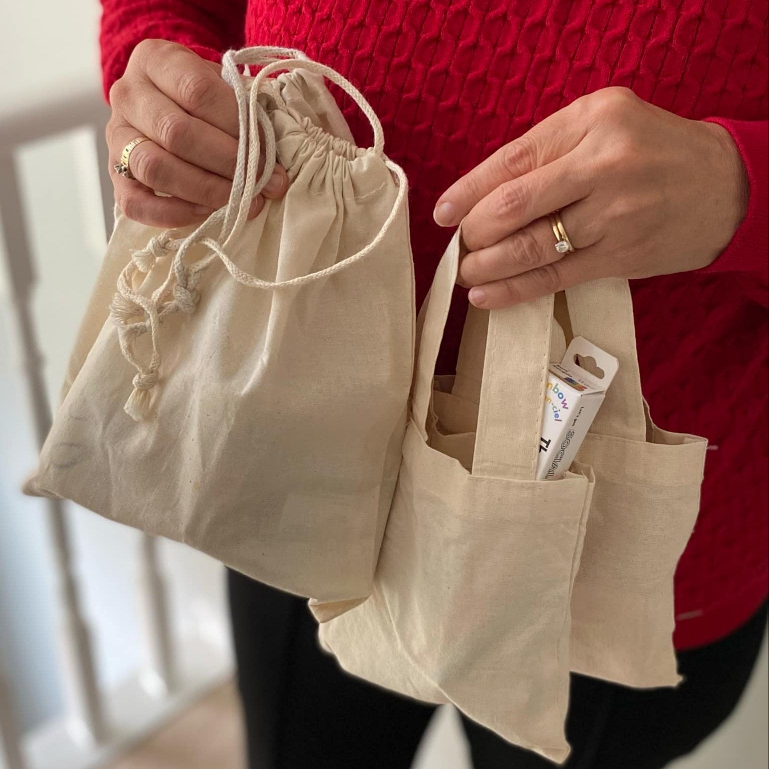 Sustainable Brands Eco Mystery Bag with recycled kraft paper wrapping, colorful fabric pull tab, and sealed with branded
