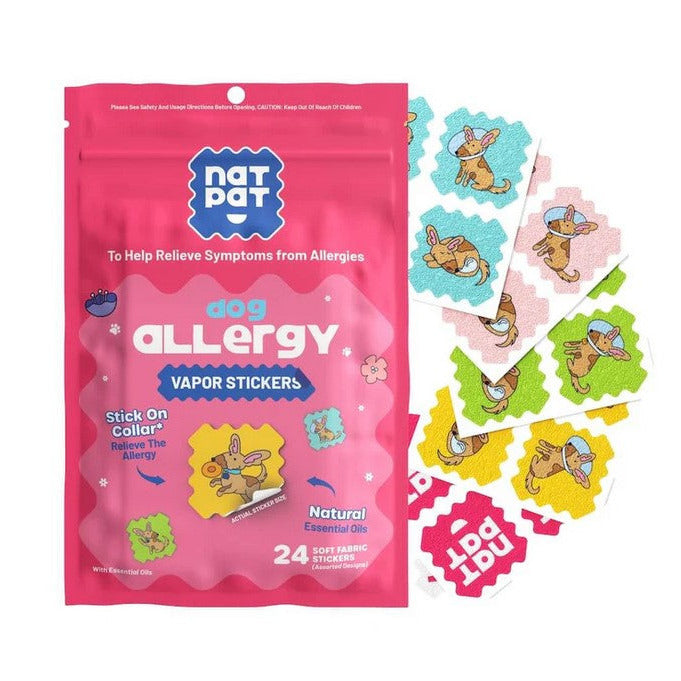 NATPAT dog allergy relief vapour stickers Canada natural plant-based pet allergy support stickers essential oil vapour patches for dogs