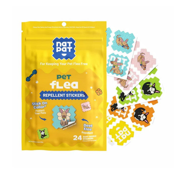 NATPAT pet flea repellent stickers Canada plant-based DEET-free flea protection for dogs and cats biodegradable peel and stick patches
