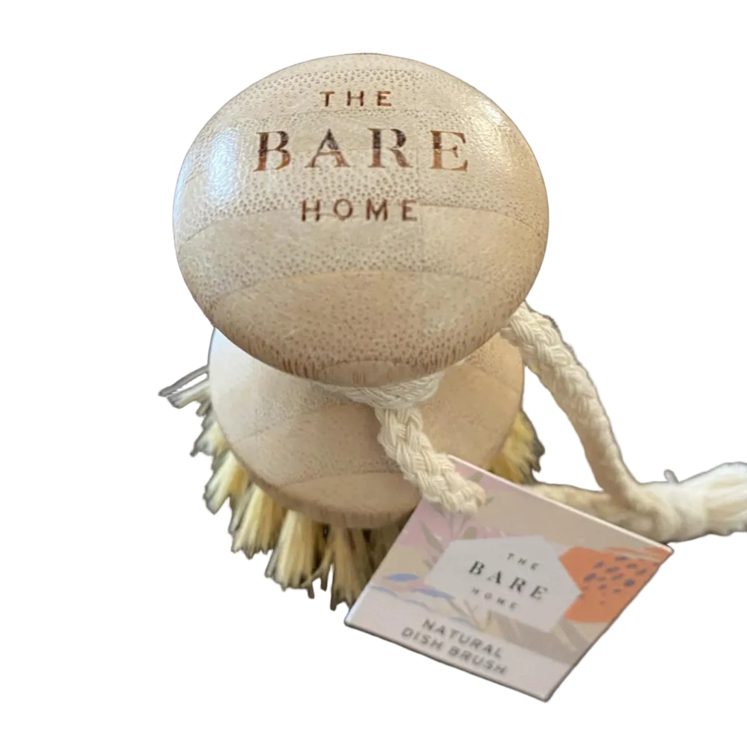 Natural vegetable brush made from beechwood with stiff plant fibre bristles for cleaning potatoes, carrots, root vegetables and scrubbing pots and pans.