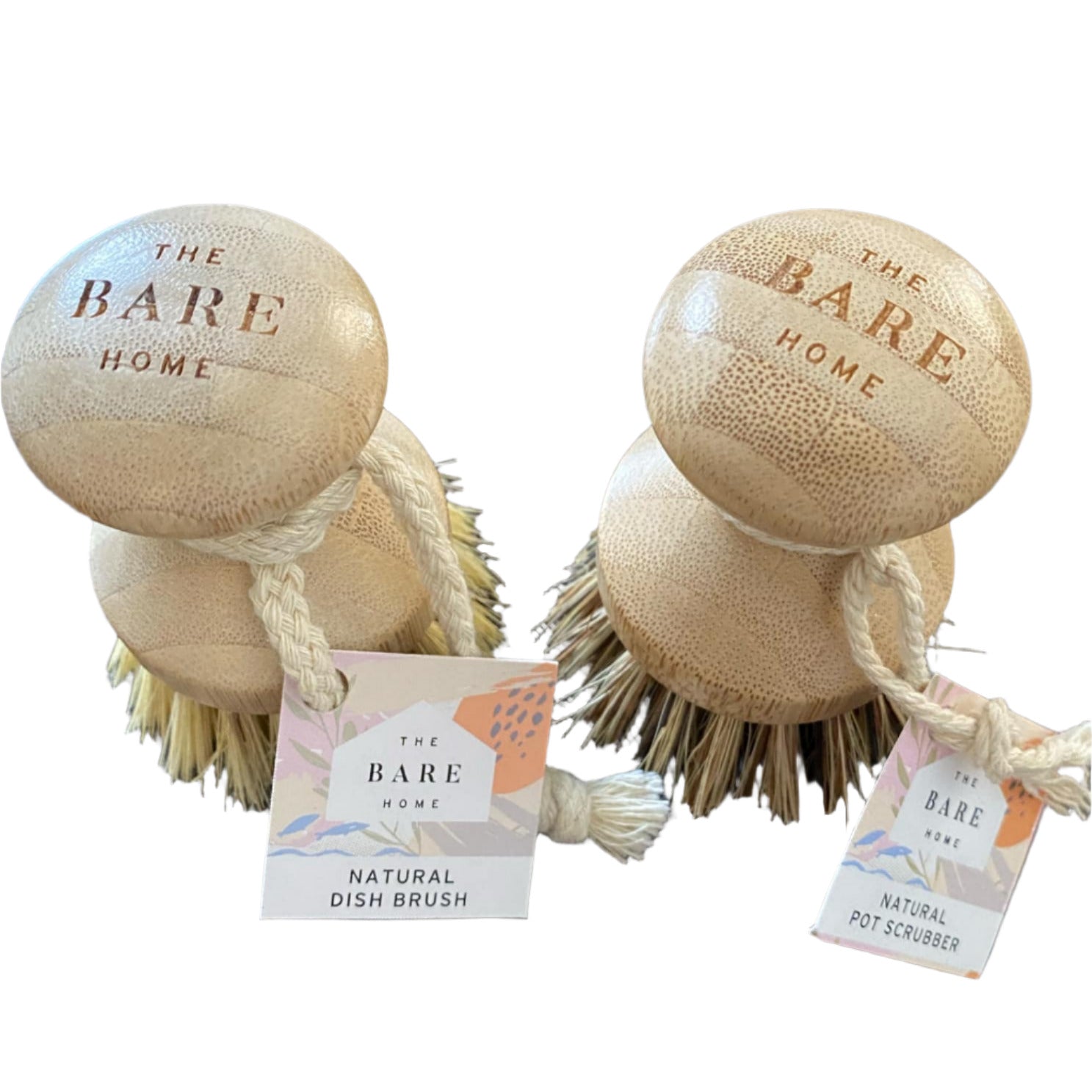 The Bare Home natural pot scrubber brush with biodegradable wooden handle and stiff nylon bristles for cleaning cookware